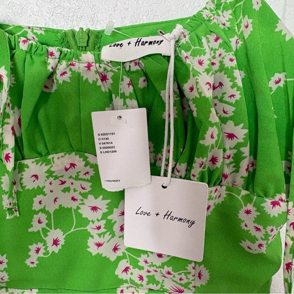 NWT URBAN OUTFITTERS • Love & Harmony green pink floral midi slip dress - Picture 3 of 5